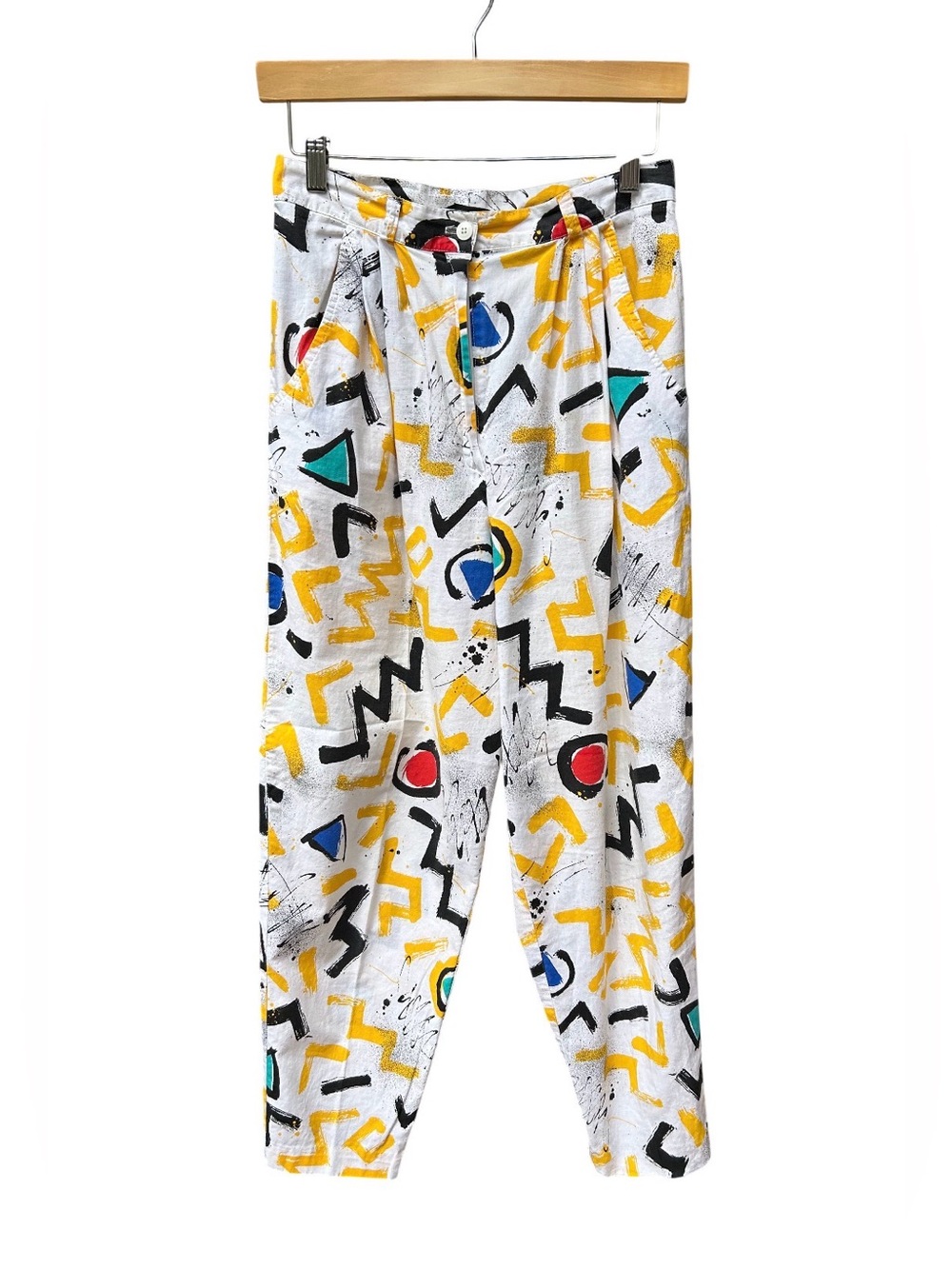 VINTAGE 80s Abstract Print Straight Leg Pants | small